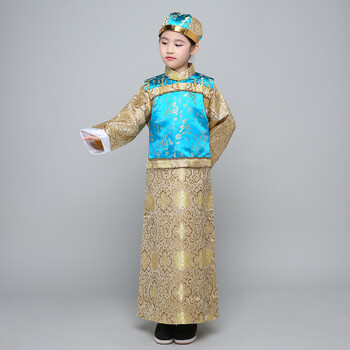 六一儿童古装清朝阿哥服贝勒服小地主少爷服男孩汉服古代演出服装 天