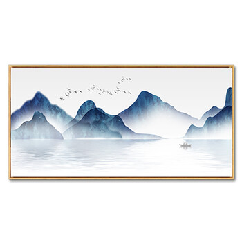 喵团 禅意山水风景手绘油画特色新中式装饰画客厅挂画禅意中国风山水