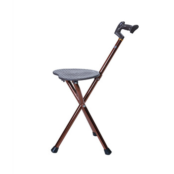 拐棍老年四脚带凳子手杖老年人轻便防滑拐杖带凳子可坐折叠椅手杖sn