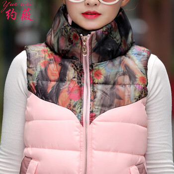 约薇  2015棉服女短款马甲韩版轻薄立领马夹背心外套  YW505 白色 XXXL