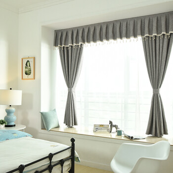 加厚遮光窗帘帘头窗幔帷幔客厅阳台卧室飘窗窗帘 草绿色 3米x1.