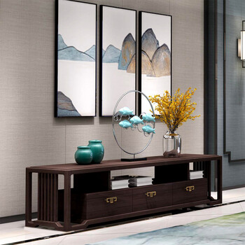 居克斯邦 实木电视柜 新中式禅意地柜 精选交趾油楠 客厅家具 实木