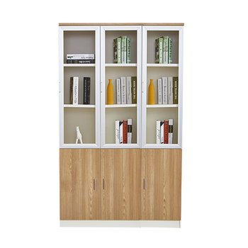 柜子资料柜木质老板办公文件柜带锁职员书柜矮柜办公柜 三门(玻璃门)