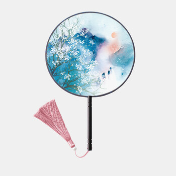 珠观玉赏 夏季礼品 团扇半透明 丝质圆扇 汉服古装舞蹈扇 工艺扇 中国