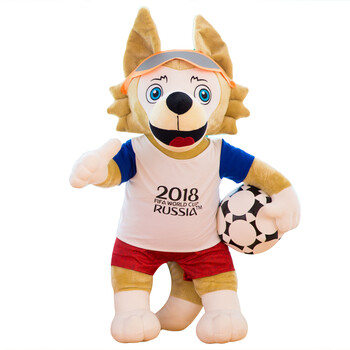 2018年俄罗斯世界杯足球赛吉祥物毛绒玩具公仔小狼扎比瓦卡纪念品