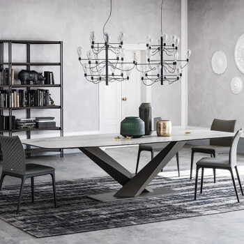 北欧铁艺大理石餐桌椅组合现代简约轻奢餐桌长方形设计师创意餐桌 140*70*75