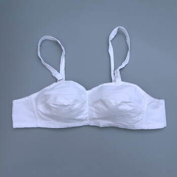 文胸无钢圈薄全棉布纯棉布胸罩前扣大码中老年人布内衣妈妈 白色后扣