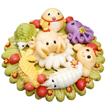金穗朵儿童卡通生日寿桃馒头胶东花饽饽纯手工花样水果蔬菜馍馍宝宝