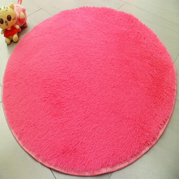 丝毛多色圆形地毯转椅吊篮藤椅地垫卧室床边客厅茶几 玫红色 直径圆形