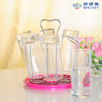 
                                        闽善厨房用品创意时尚玻璃杯架置物架 杯架子沥水杯架水杯挂架 方形                