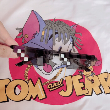 度假欧美ins休闲创意派对菠萝火列鸟凹造型墨镜太阳眼镜 窄版马赛克