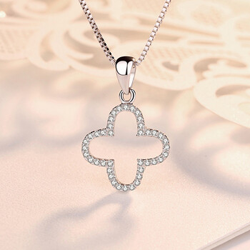 劳拉图laolatu品牌925银四叶草项链女锁骨链日韩版简约森系吊坠创意