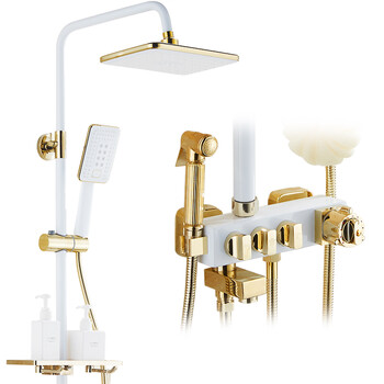 九牧王(joojii)欧式恒温淋浴花洒套装全铜象牙白花洒浴室家用增加节水