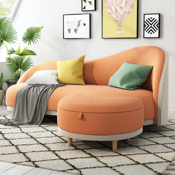 华纳斯 沙发 北欧创意布艺沙发 浅橘色 双人位 单人位