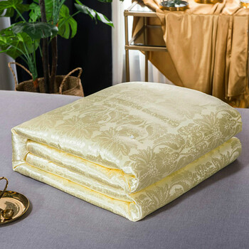 丝绸蚕丝被桑蚕丝被春秋空调被夏凉被双人全棉被芯 提花款-尊贵黄 150