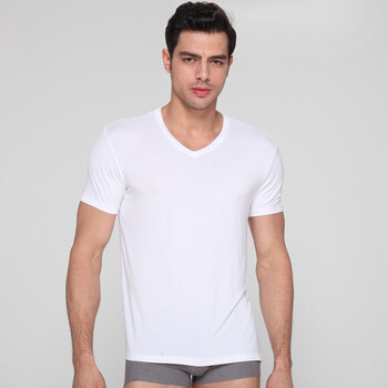 皮尔卡丹内衣男士上衣 专柜同款p55219 兰精莫代尔v领短袖t恤汗衫