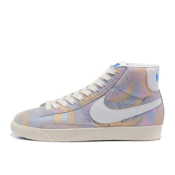 新款2018耐克女鞋透气反毛皮高帮板鞋潮流休闲学生韩版旅游鞋 彩虹 36