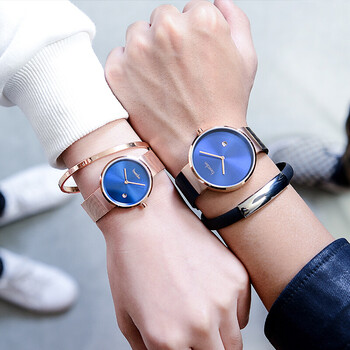 2018新品 情侣手表一对韩版潮流学生简约我爱你一生一世防水石英表 玫
