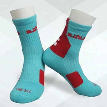 詹姆斯男士短中款防滑减少震比赛毛巾底球袜 科比 詹姆斯短款青色