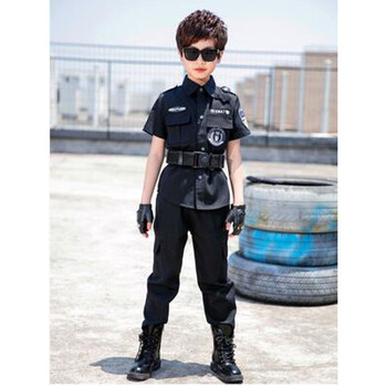 特警套装备男女警察服装黑猫警长衣服短袖 短上衣裤子腰带 手套墨镜