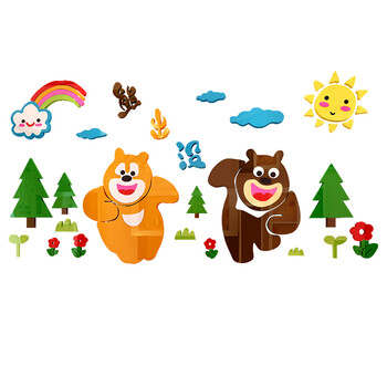 卡通熊出没3d立体墙贴画幼儿园教室布置墙贴纸儿童房卧室床头装饰