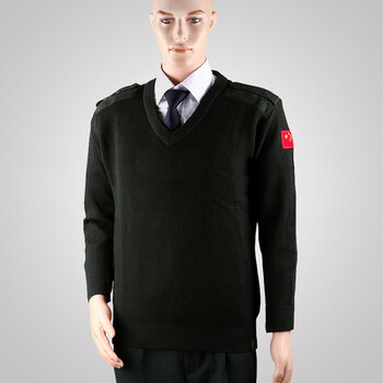 正品07毛衣配发保暖绒衣橄榄绿圆领v领羊毛衫男女士纯棉线衫 军绿v领