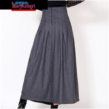 芮婕服装店*2014秋冬新款大码修身显瘦毛呢裙子半身裙中长百褶裙女长裙 灰色 XXL