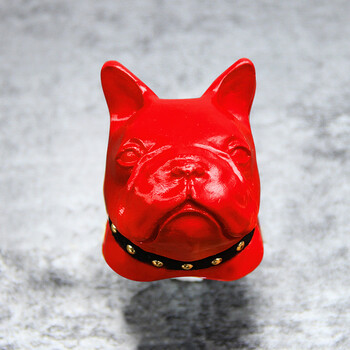 汽车出风口夹斗牛犬扩香石狗头法斗车内装饰香薰摆件 大红色无墨镜