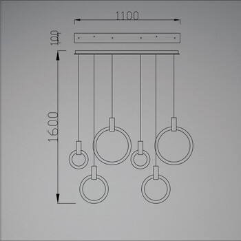客厅艺术灯具创意圆形环形楼梯装饰吊灯 6头-长条吸顶盘-暖光