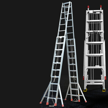 工程梯子铝合金伸缩梯升降梯多功能折叠梯加厚人字梯4-11米 2号材料