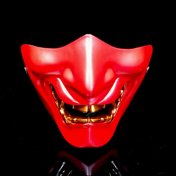 红色 树脂半脸般若面具