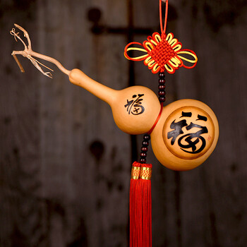 葫仙 中国结天然葫芦挂件 镇宅 烙画雕刻大葫芦家居客厅风水挂件招财