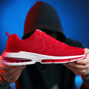 小红鞋男鞋夏季潮鞋透气运动鞋男网面气垫跑步鞋韩版潮流轻便休闲旅游