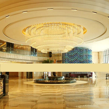 定制大型酒店大堂水晶灯会议售楼大厅宾馆工程灯具别墅会所圆形灯