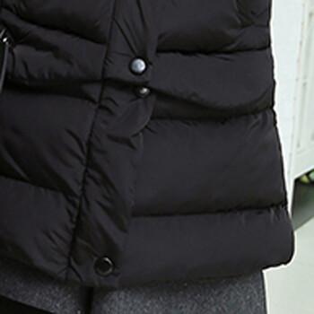 粲粲2015秋冬新款欧美风宽松休闲大码马甲女中长款加厚保暖马甲外套潮 黑色 L