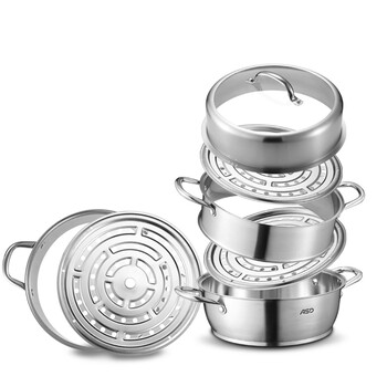 爱仕达烹饪工具 ASD 28厘米三层不窜味不锈钢蒸锅 电磁炉通用 QL1528S