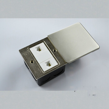 86型不锈钢地面插座 平推/侧开/滑盖式 双网络地插 rj45