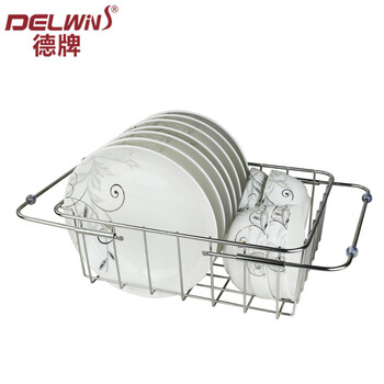德牌 Delwins 正品304不锈钢加粗沥水篮碗盘碗碟架碗架厨房收纳架伸缩水槽沥水架