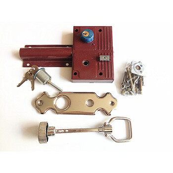 农村大门锁 双开大门锁双扇门机械齿条锁大街门锁 铁门锁质量好 红色