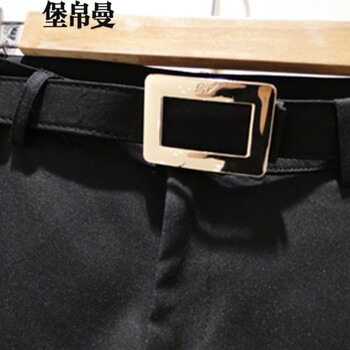 堡帛曼 2015韩版新款女装修身弹力显瘦休闲小脚九分裤女 黑色 M 送皮带