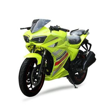 征服者摩托车 燃油拉风跑车越野车 川崎双排 可上牌 荧光黄 150cc平衡