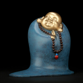 铜弥勒佛摆件笑面大肚佛像工艺品客厅装饰品 遇事不惊