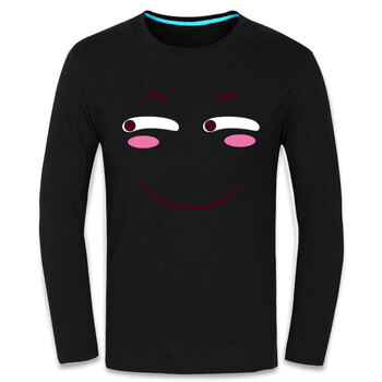 滑稽-害怕斜眼笑-滑稽脸表情包棉质男女长袖t恤动漫衣服 黑色2 xxxl