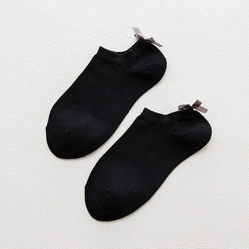 蝴蝶结女袜夏季薄款日系森女袜短袜隐形船袜子 黑色 均码