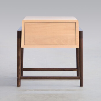 匣子床头柜 榉木实木小边柜北欧日式简约木迹制品设计师原创 胡桃色腿