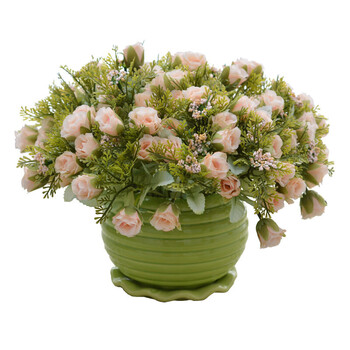 超值客厅餐桌盆栽假花仿真花摆设居装饰花花艺套装绢花摆件 孔雀蓝