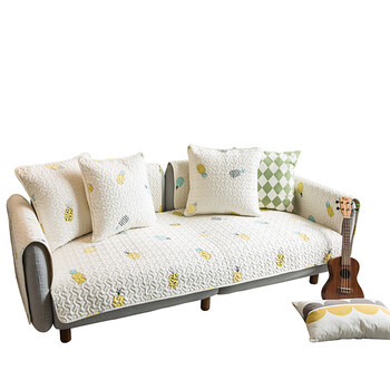 北欧卡通菠萝全棉沙发垫四季防滑简约全包万能布艺沙发套巾罩 菠萝