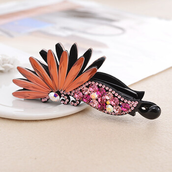 英顿香蕉夹时尚饰品韩版水钻发夹香蕉夹竖夹一字夹大号发夹 红色