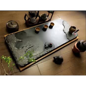 乌金石茶盘天然石材石制茶台石雕功夫茶具大小号排水茶海 120*60*3