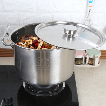 锈钢锅汤锅商用锈钢桶带盖加厚加深圆桶汤桶大锅卤锅煮锅燃气 50cm